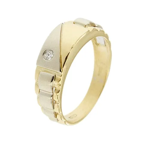 Bague homme bandeau en or jaune et or blanc 18 ct avec diamant sold by 58 Facettes product image thumbnail 5