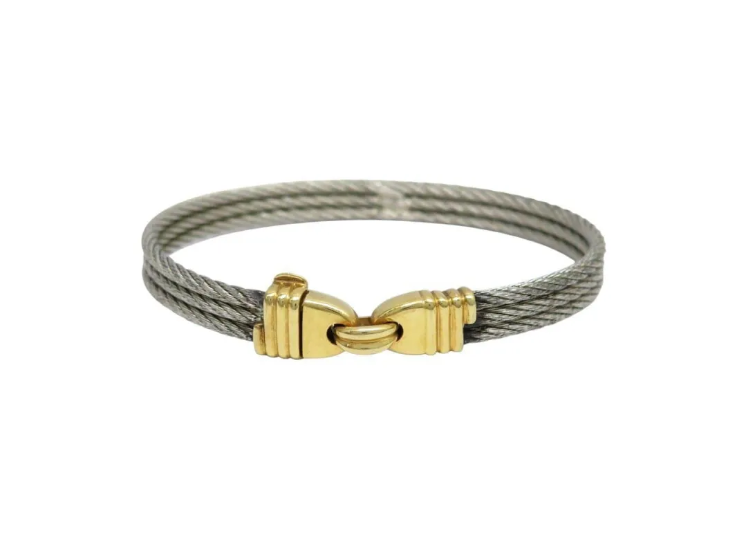 vintage bracelet FRED force 10 cable 18 cm en acier et or jaune 18k sold by 58 Facettes