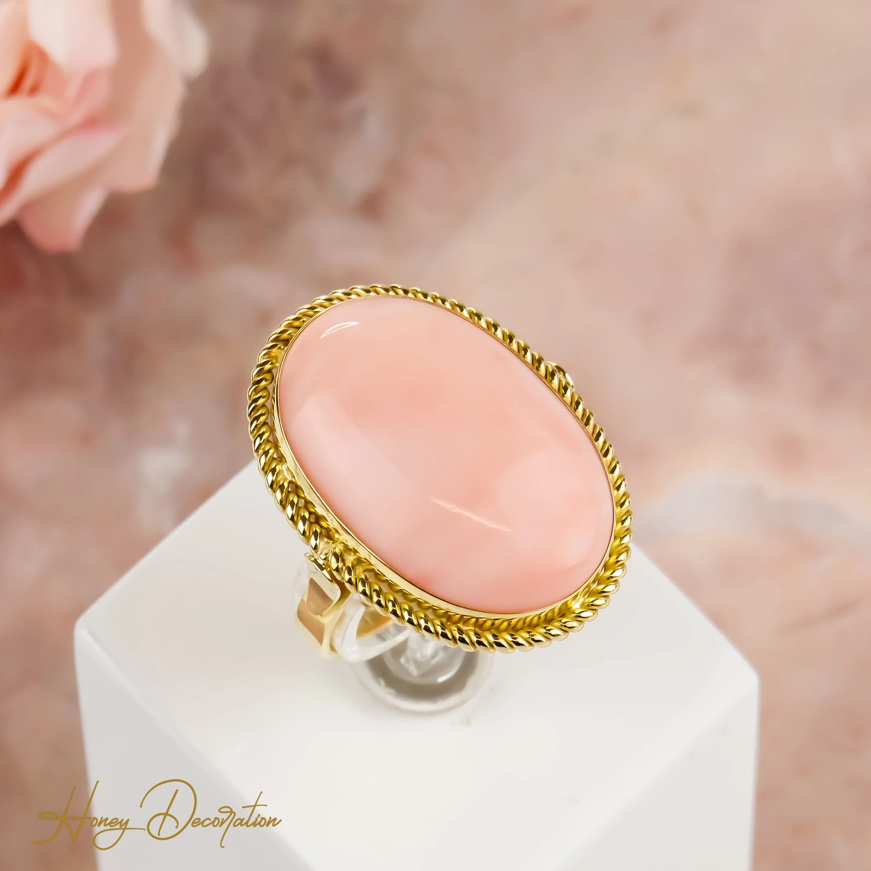 Bague corail ovale en or jaune 750 sold by 58 Facettes product image thumbnail 4