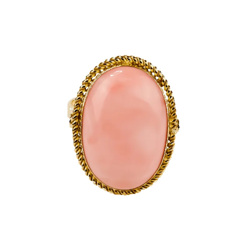 Bague corail ovale en or jaune 750 sold by 58 Facettes