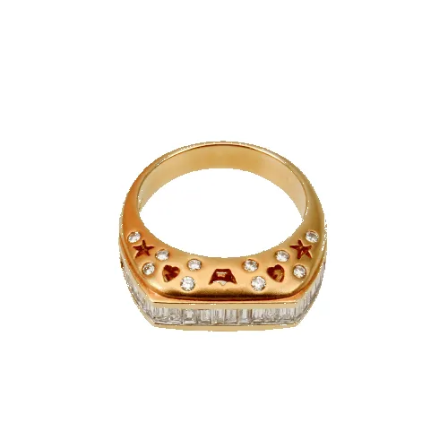 Bague en or jaune 750 avec diamants taille baguette et brillant sold by 58 Facettes