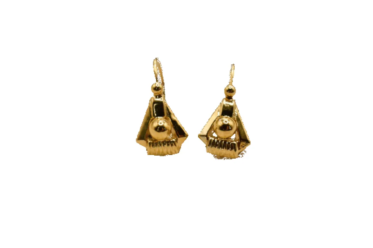 Boucles d’oreilles dormeuses triangulaires en or jaune 18 carats made by 58 Facettes