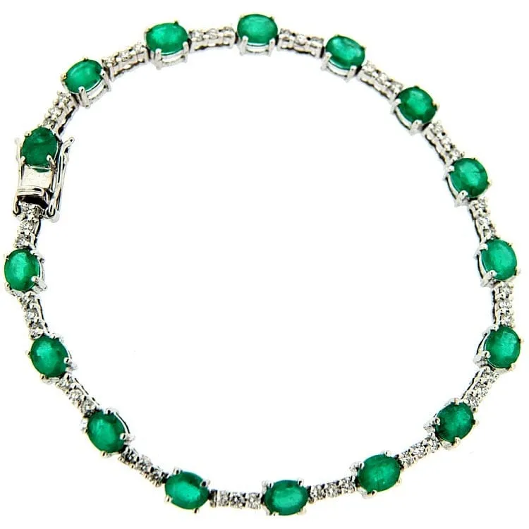 Guidetti - Bracelet en or blanc avec diamants et émeraudes sold by 58 Facettes