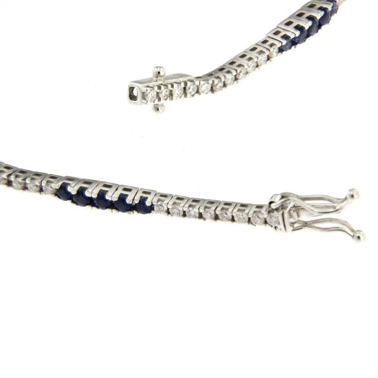 Bracelet tennis en or blanc 18 ct avec diamants et saphirs sold by 58 Facettes product image thumbnail 2