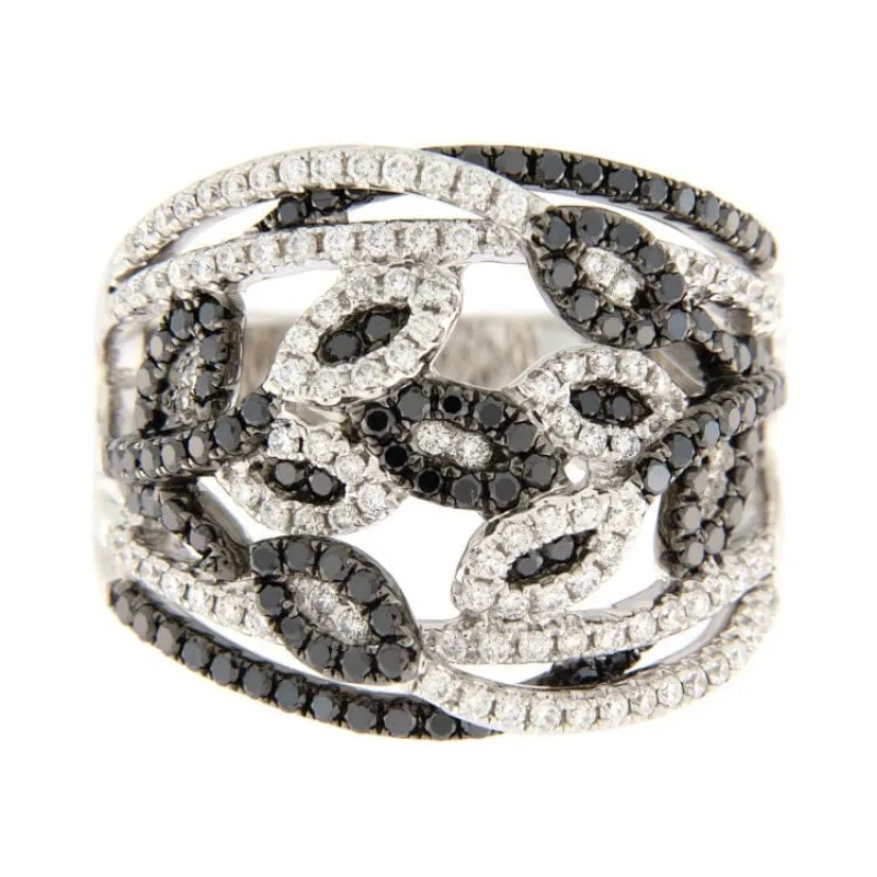 Bague en or blanc avec diamants blancs et noirs sold by 58 Facettes