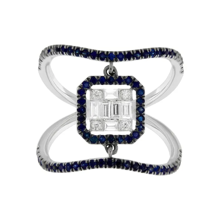 Guidetti - Anello en or blanc diamants et saphirs sold by 58 Facettes