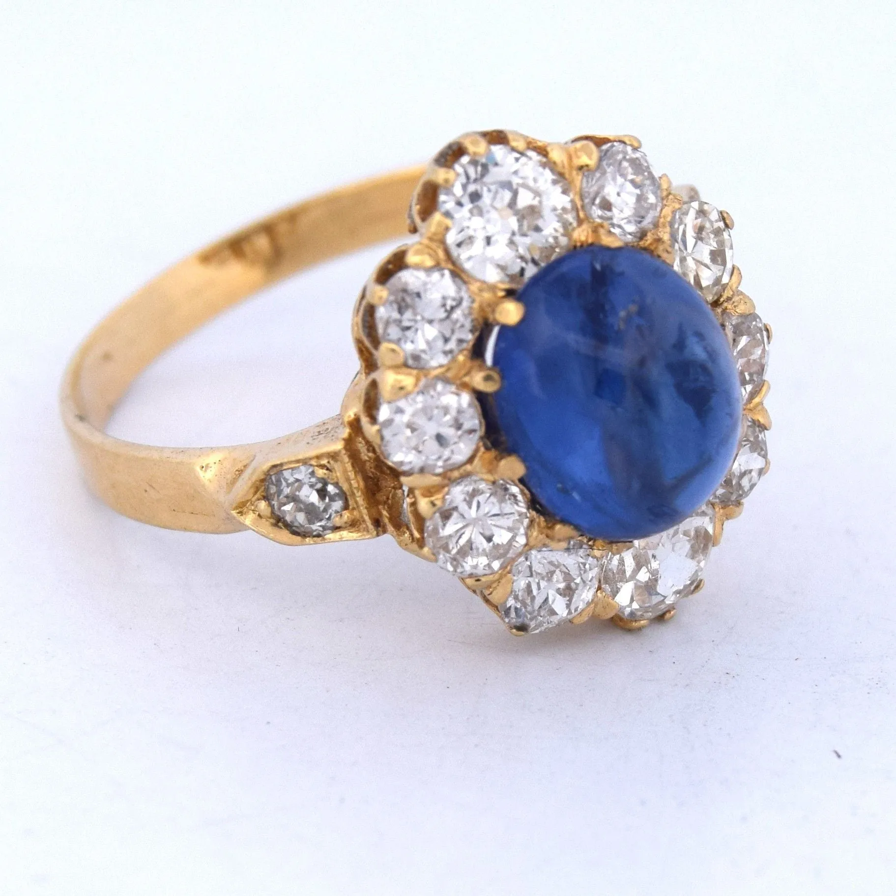 Bague victorienne marguerite en or jaune 18 carats, saphir et diamants sold by 58 Facettes product image thumbnail 4