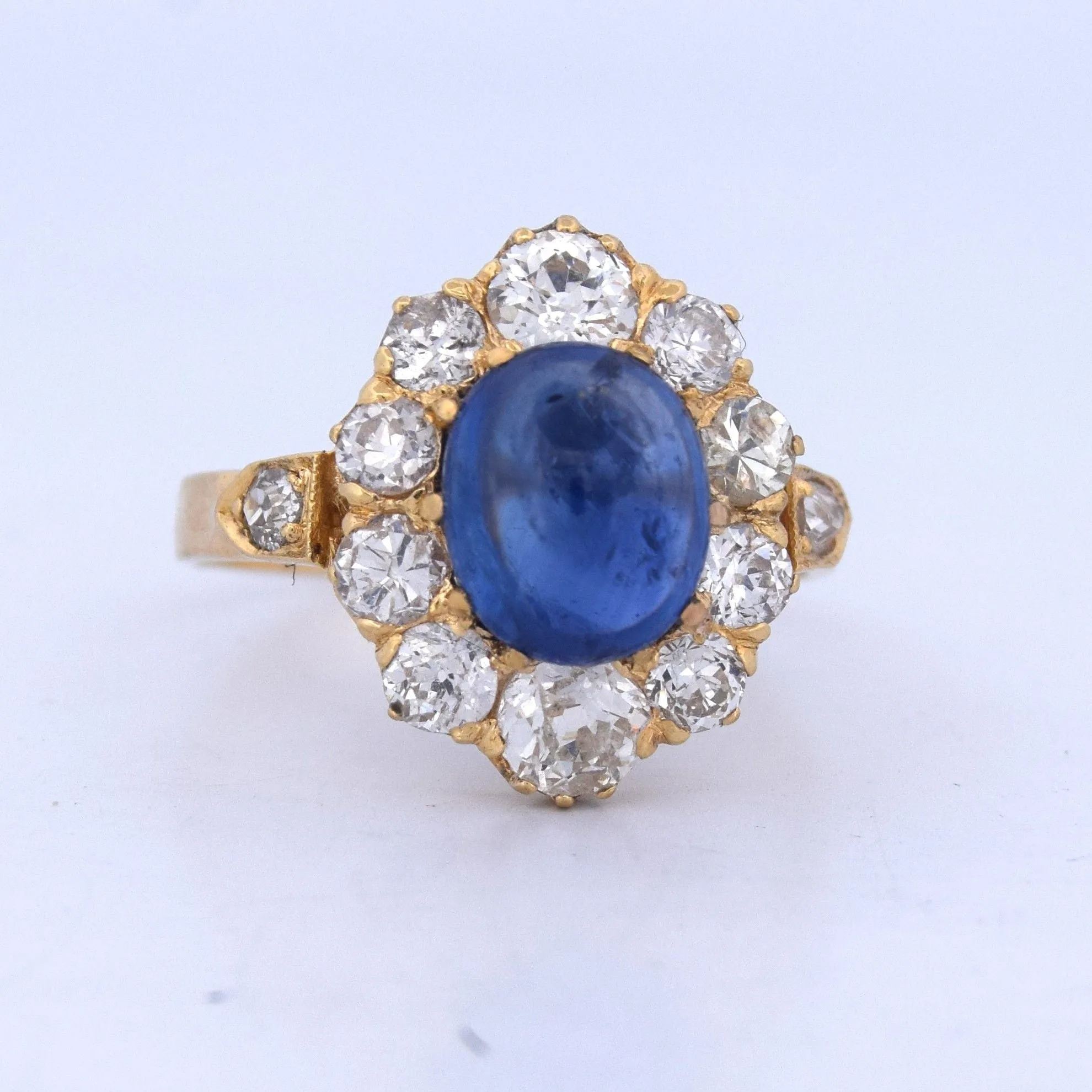 Bague victorienne marguerite en or jaune 18 carats, saphir et diamants sold by 58 Facettes product image thumbnail 2