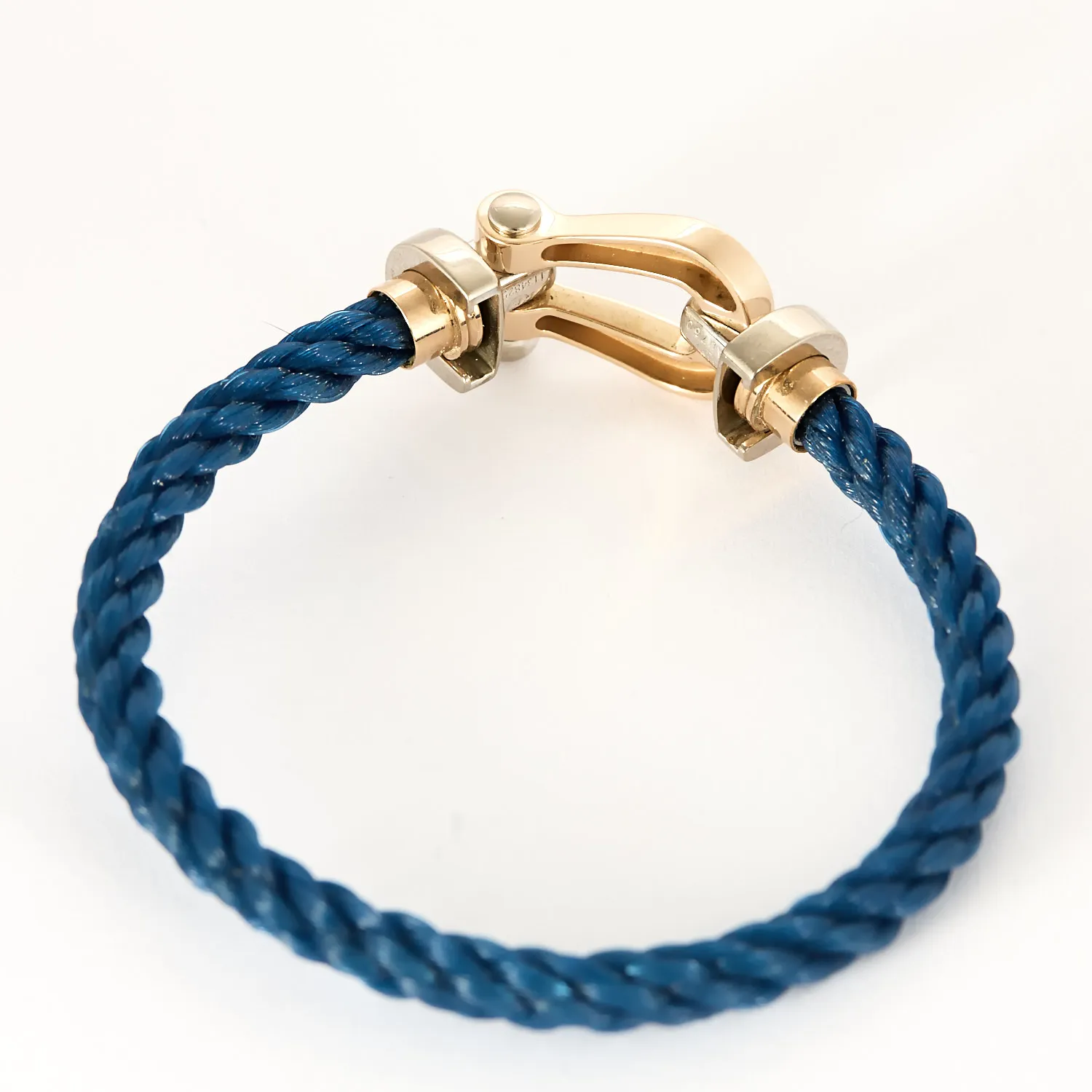 FRED - Force 10- Moyen Modèle - Bracelet câble en nylon tressé et manille en or gris et or rose sold by 58 Facettes product image thumbnail 3