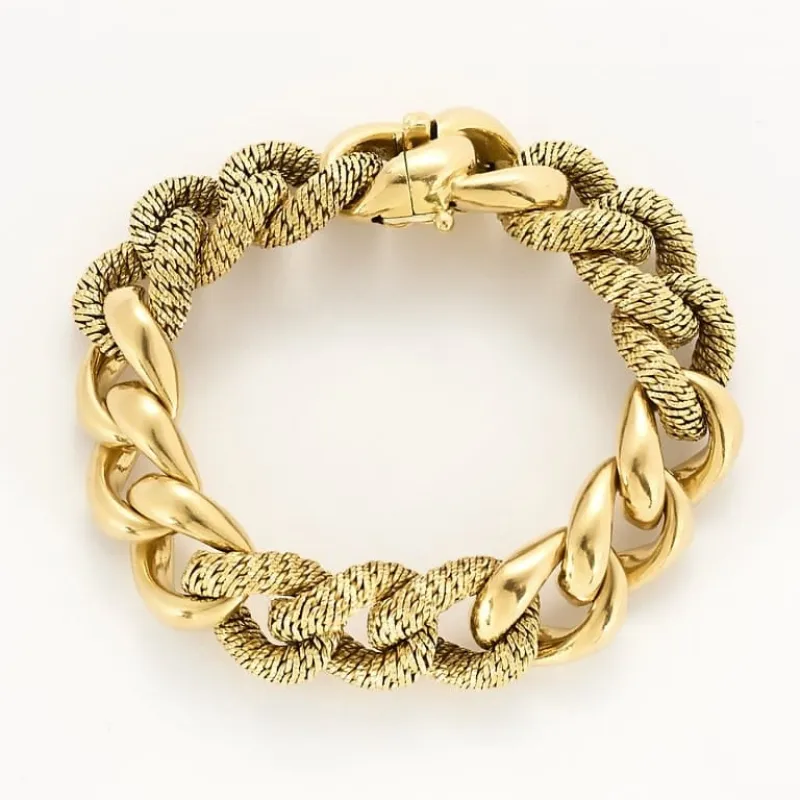 Georges Lenfant - Rare Bracelet Gourmette Maillons Torsadés en Or Jaune made by 58 Facettes