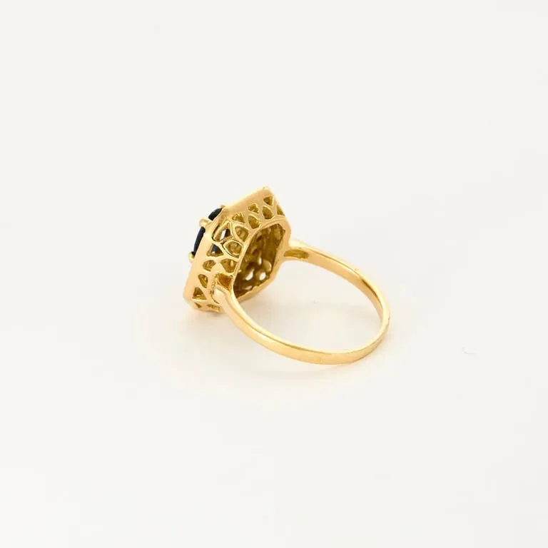 Bague marguerite en or jaune 18K, saphir et diamants sold by 58 Facettes product image thumbnail 5