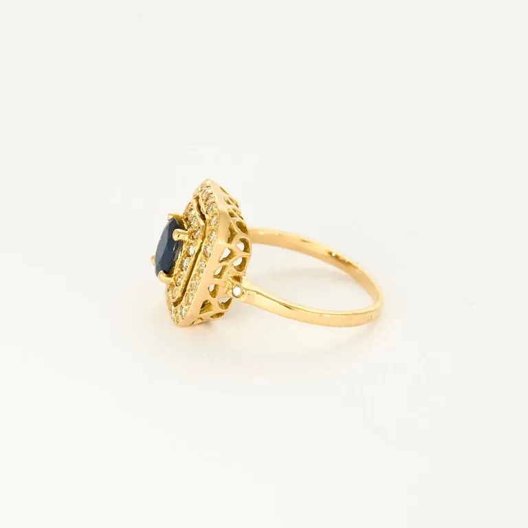 Bague marguerite en or jaune 18K, saphir et diamants sold by 58 Facettes product image thumbnail 4