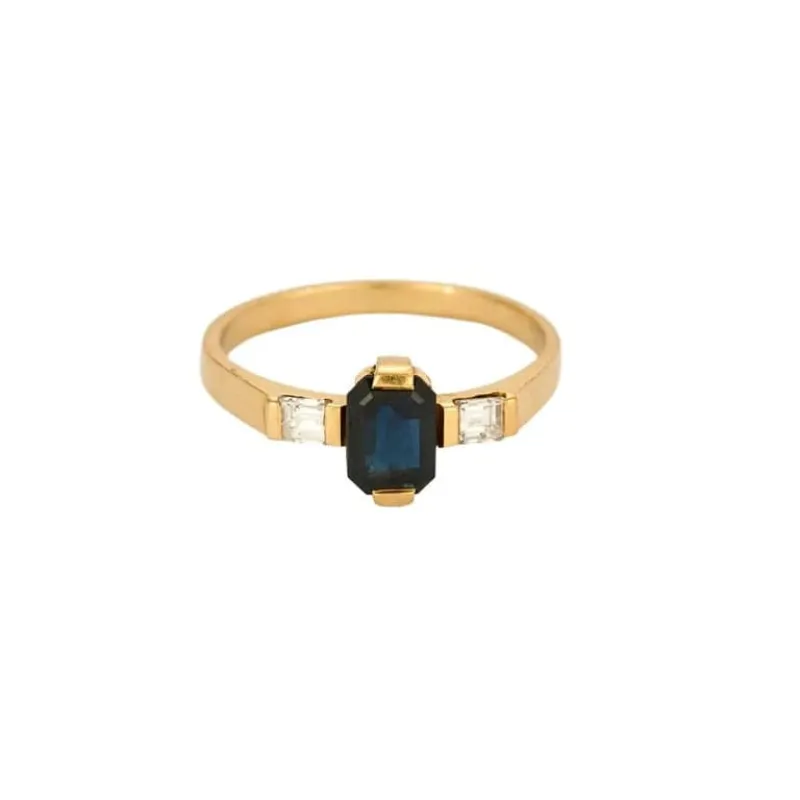 Bague or jaune, saphir et diamants made by 58 Facettes