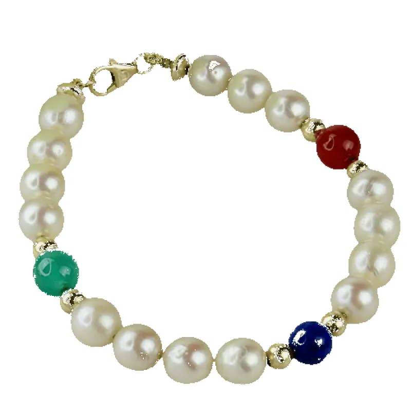 Bracelet de perles en or 14 carats avec pierres fines sold by 58 Facettes