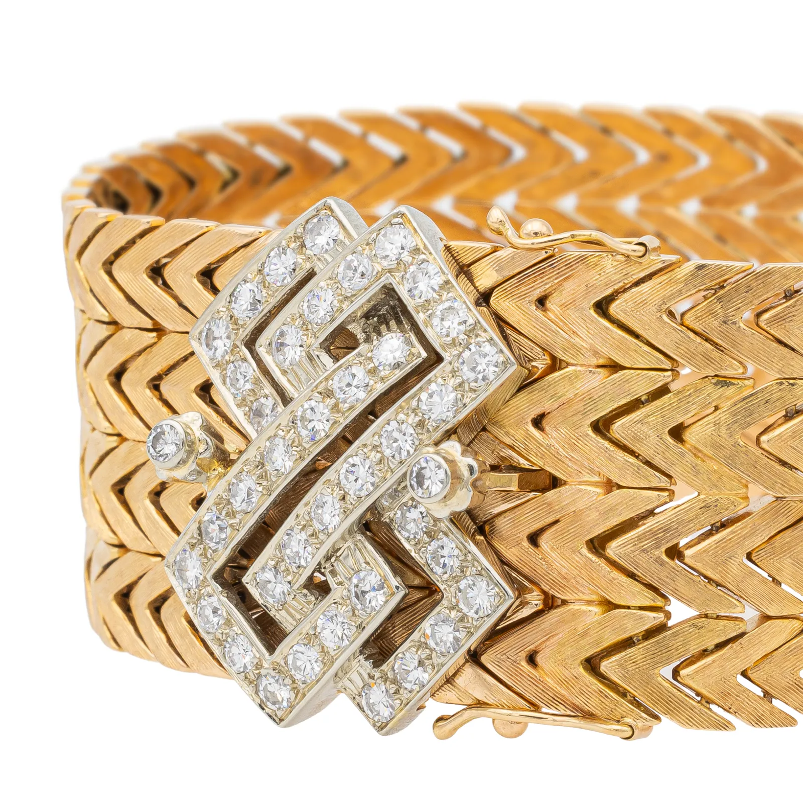 Bracelet manchette en or jaune 18 carats et or blanc, diamants sold by 58 Facettes product image thumbnail 4