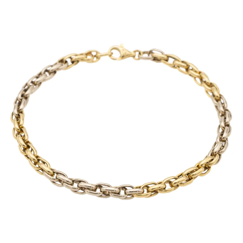 Bracelet maille ovale en or jaune et or blanc 18 carats sold by 58 Facettes