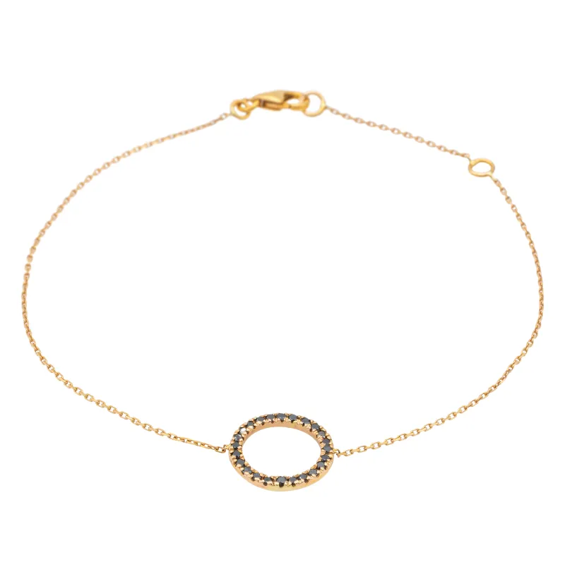 Bracelet graphique en or rose 18 carats et diamants noirs sold by 58 Facettes