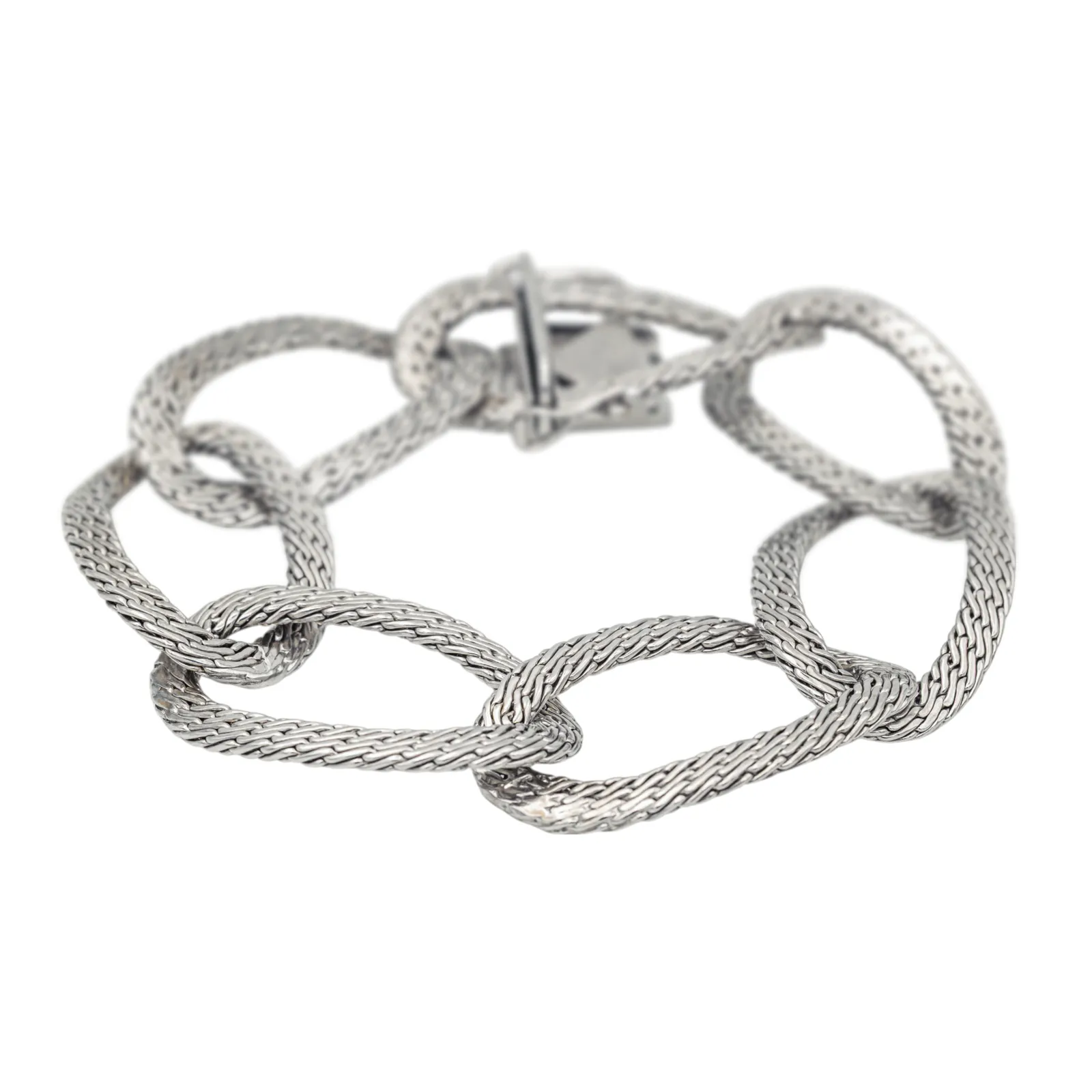 Bracelet à grands maillons ovales en or blanc 18 carats sold by 58 Facettes product image thumbnail 3