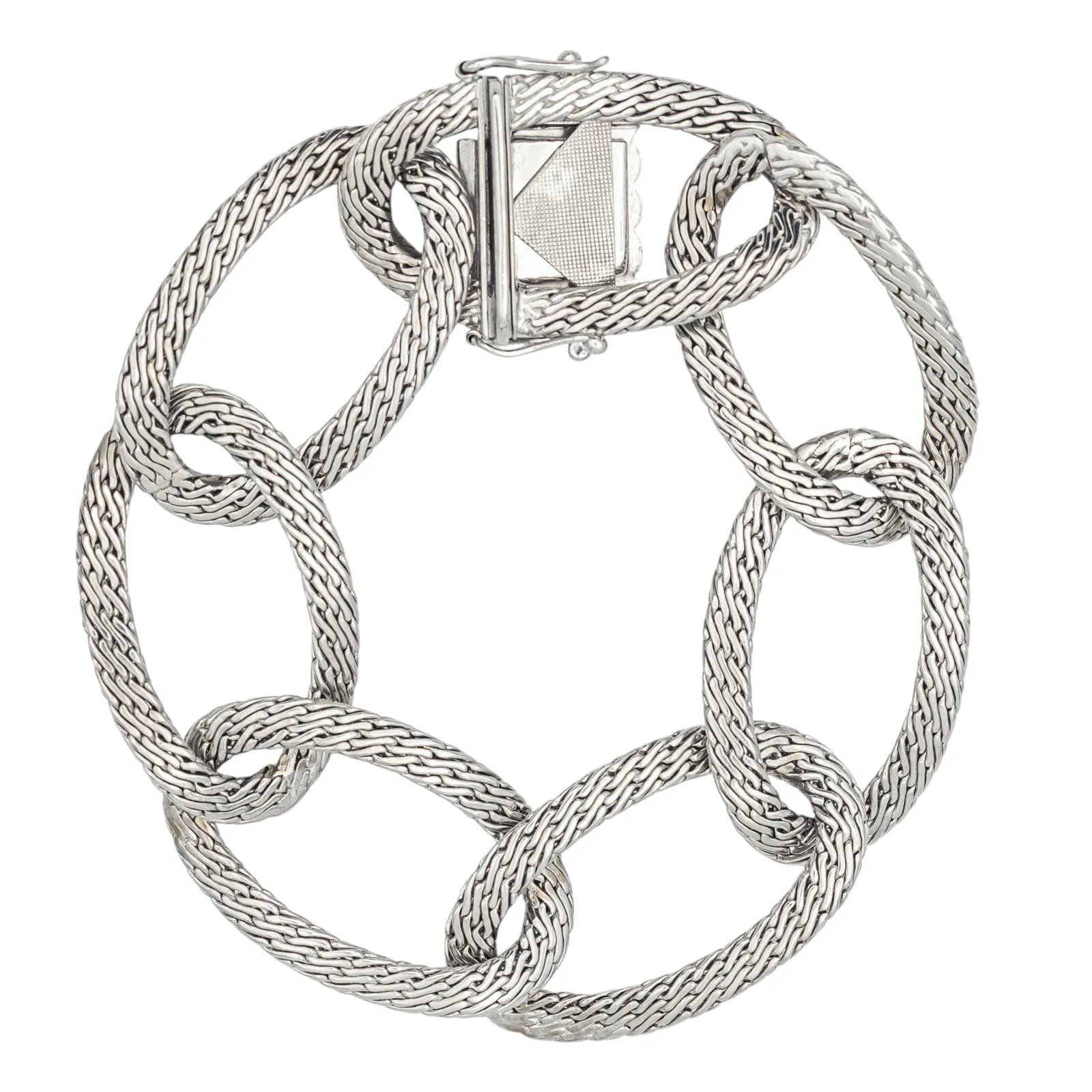 Bracelet à grands maillons ovales en or blanc 18 carats sold by 58 Facettes