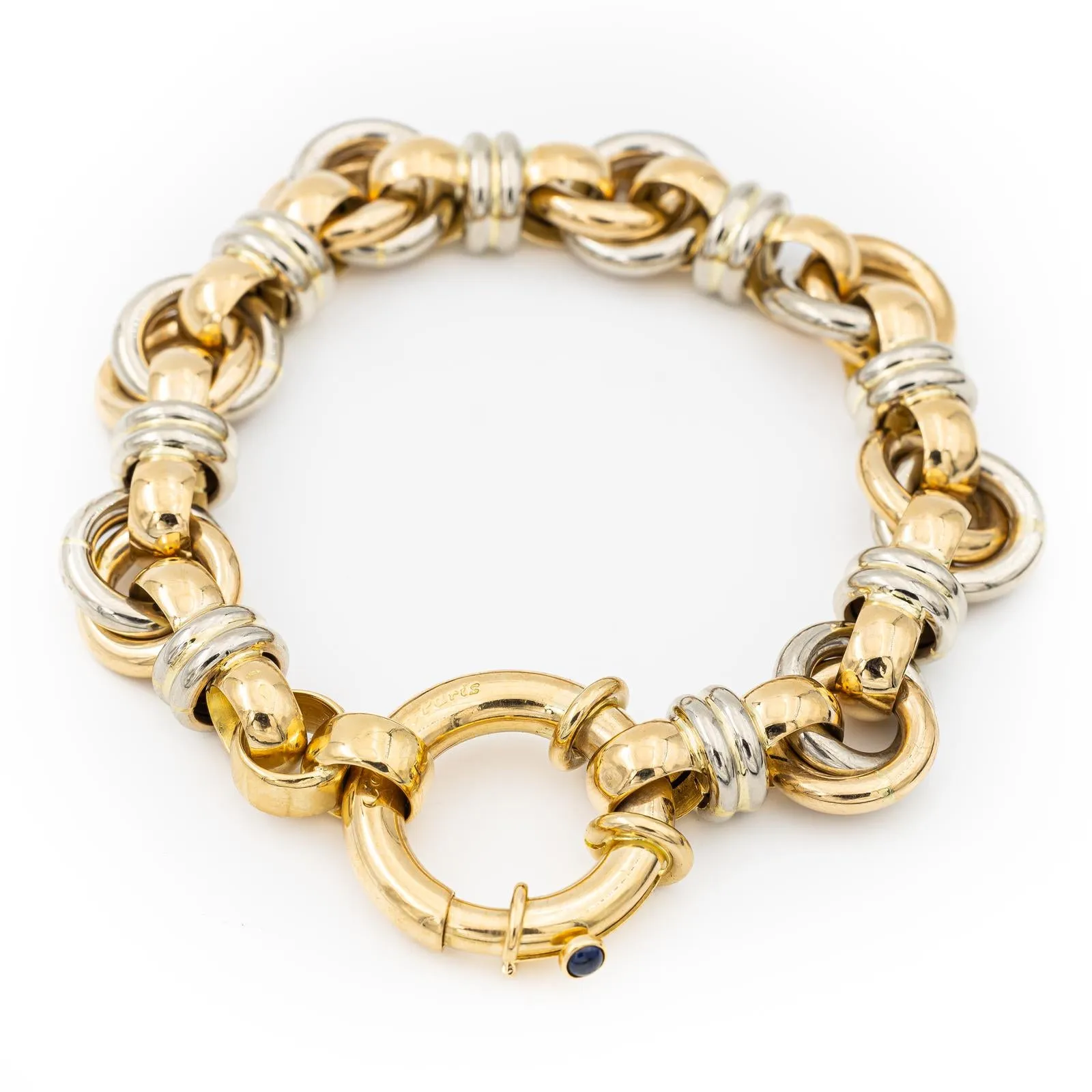 Caplain Saint André - Bracelet en or jaune et blanc 18 carats avec saphir sold by 58 Facettes