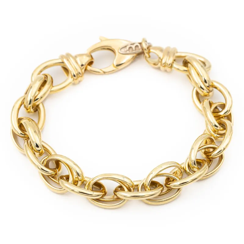 Bracelet maille forçat double alternée en or jaune et blanc 18 carats sold by 58 Facettes