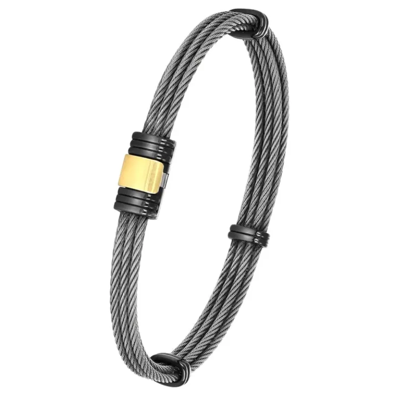 Albanu - Bracelet en acier PVD et or jaune 18 carats made by 58 Facettes