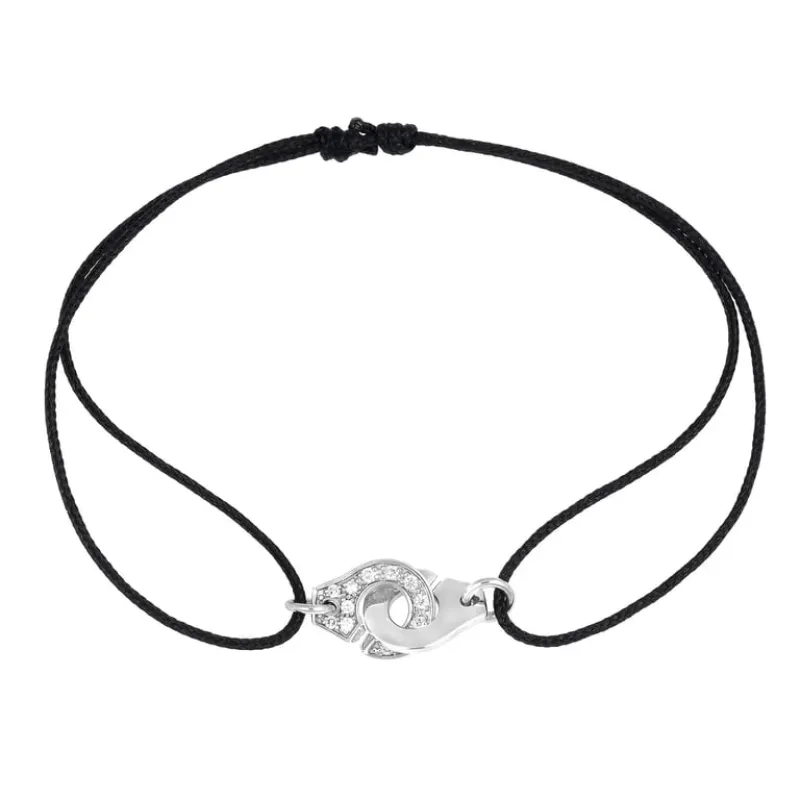Dinh Van Menottes R8 - Bracelet sur cordon en or blanc et diamants made by 58 Facettes