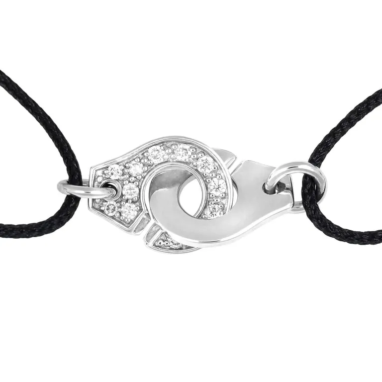 Dinh Van Menottes R8 - Bracelet sur cordon en or blanc et diamants sold by 58 Facettes product image thumbnail 2
