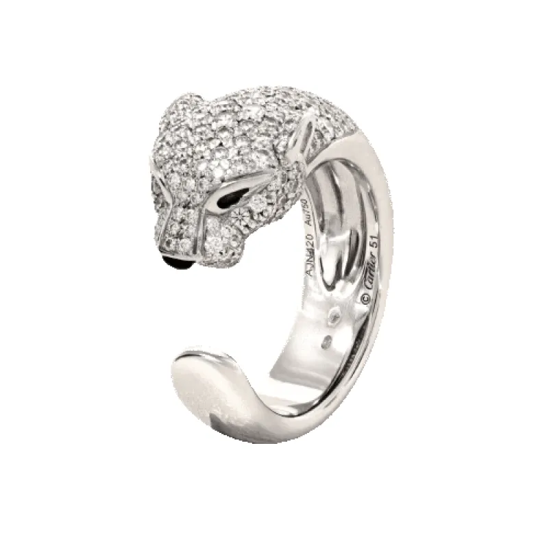 Cartier Panthère - Bague en or gris avec émeraudes et diamants made by 58 Facettes