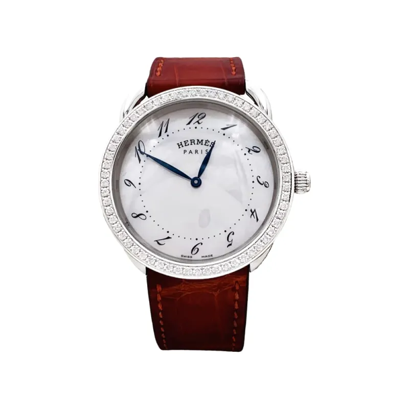 Hermès Arceau - Montre en acier avec diamants sold by 58 Facettes