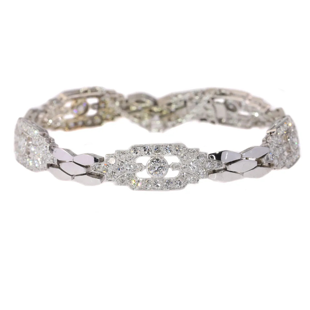 Bracelet vintage en platine et or blanc 18K serti de 179 diamants sold by 58 Facettes product image thumbnail 5