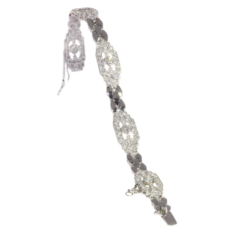 Bracelet vintage en platine et or blanc 18K serti de 179 diamants made by 58 Facettes