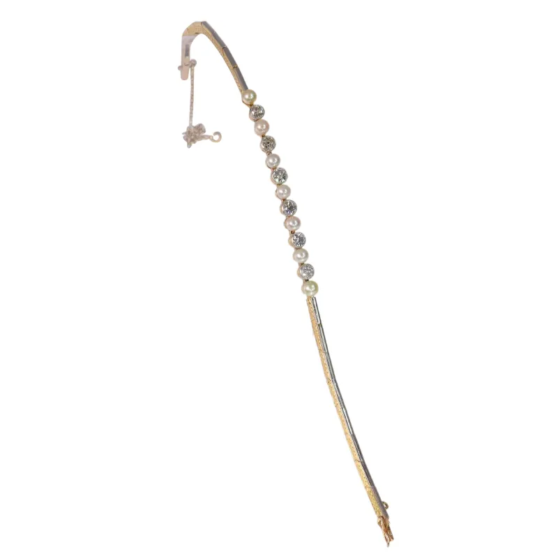 Bracelet Art déco en or blanc et jaune 18K, diamants et perles sold by 58 Facettes