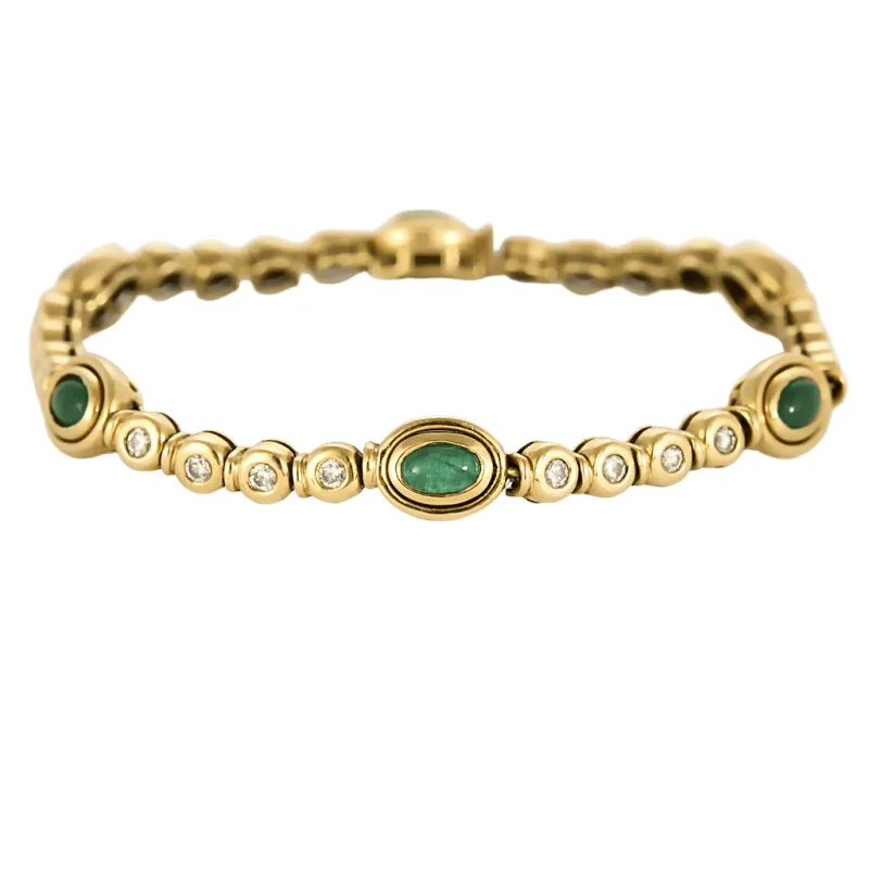 Bracelet en or jaune, diamants et émeraudes sold by 58 Facettes