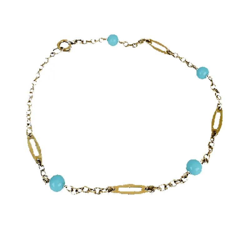 Bracelet vintage en or 18 carats avec turquoises sold by 58 Facettes