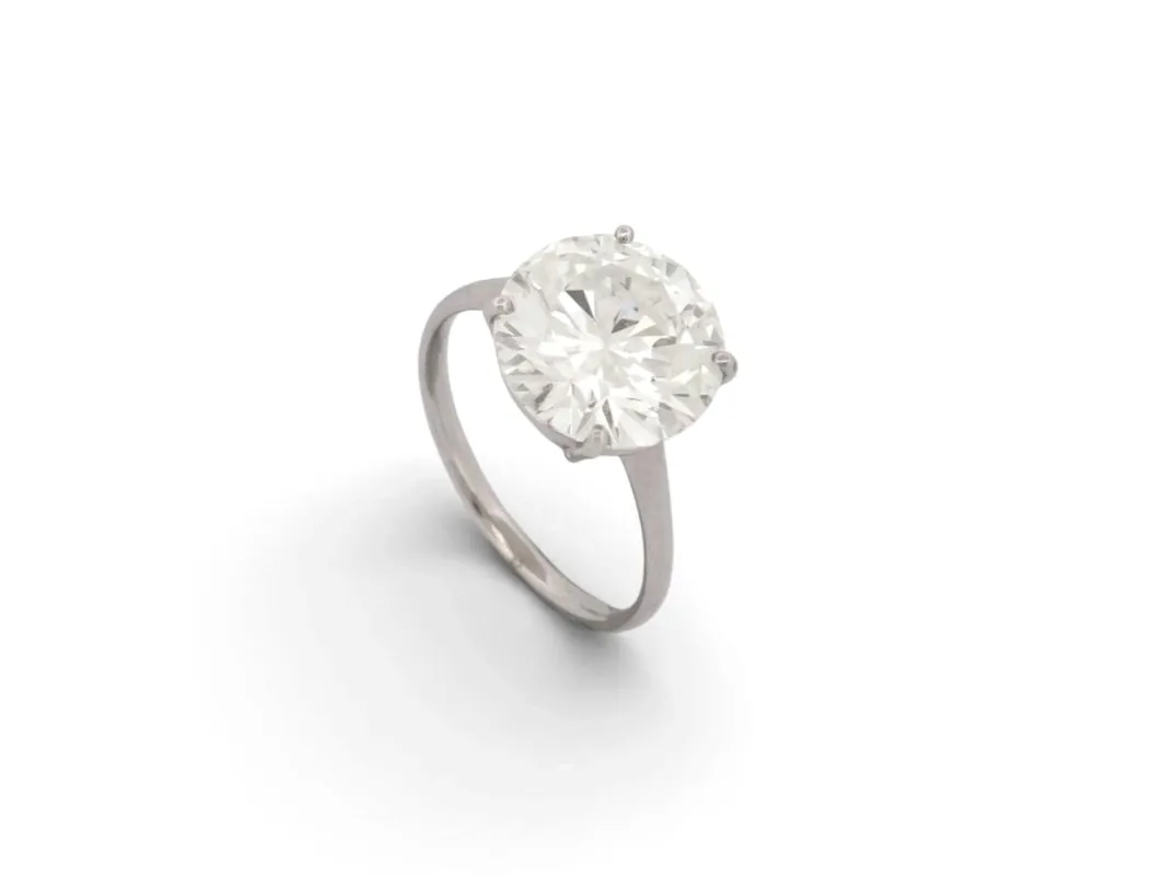 bague solitaire diamant de laboratoire 5.41cts or blanc 18k 3.39g made by 58 Facettes