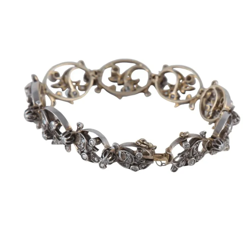 Bracelet Napoléon III en or, argent et diamants made by 58 Facettes