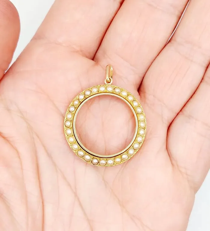 Pendentif victorien en or jaune 18k orné de perles sold by 58 Facettes product image thumbnail 2