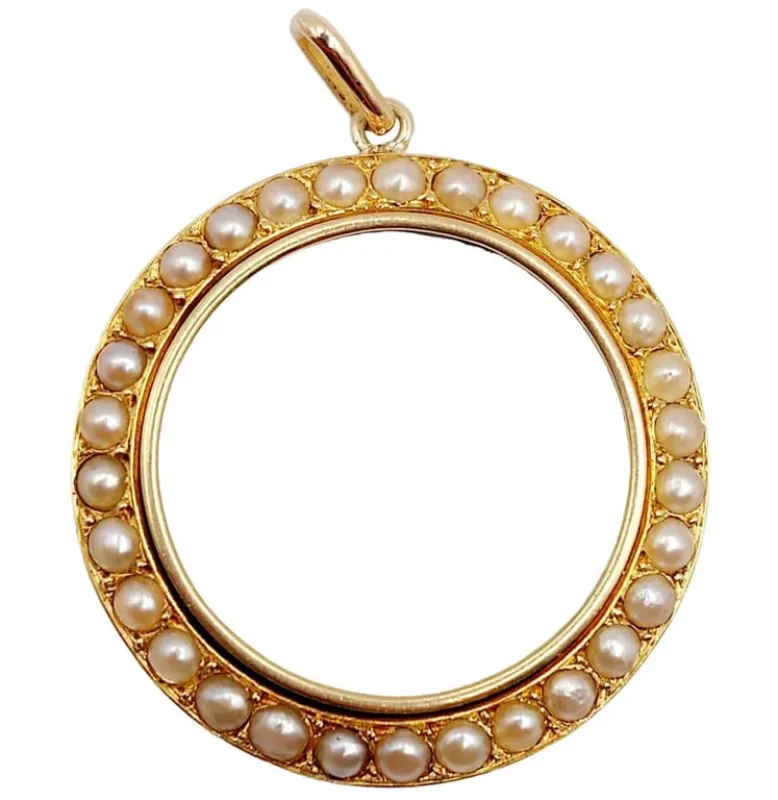 Pendentif victorien en or jaune 18k orné de perles made by 58 Facettes