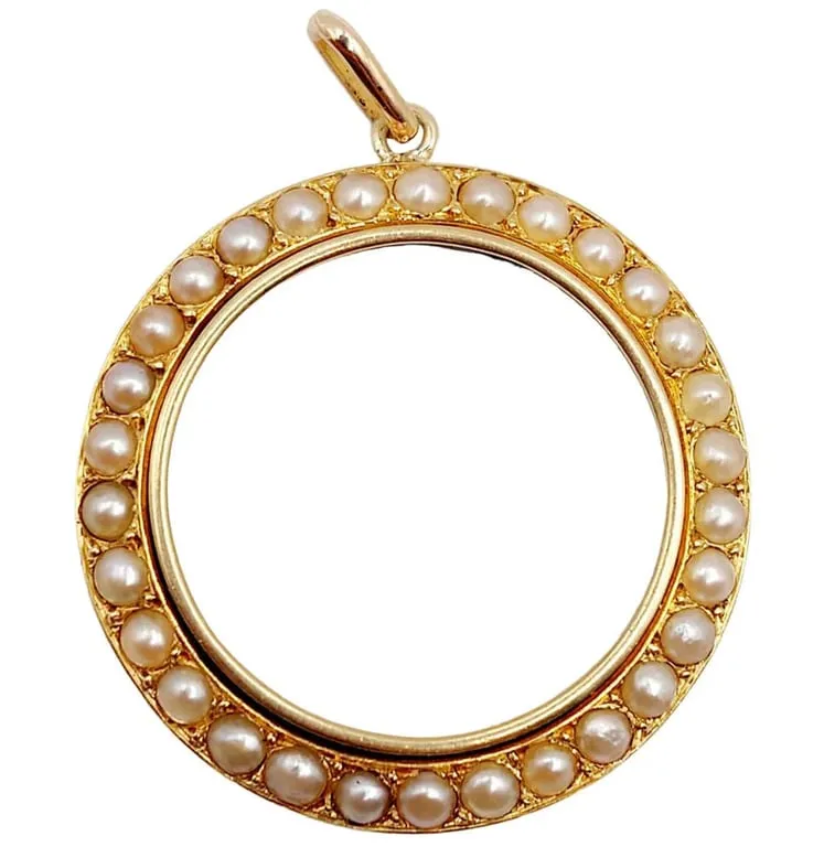 Pendentif victorien en or jaune 18k orné de perles sold by 58 Facettes