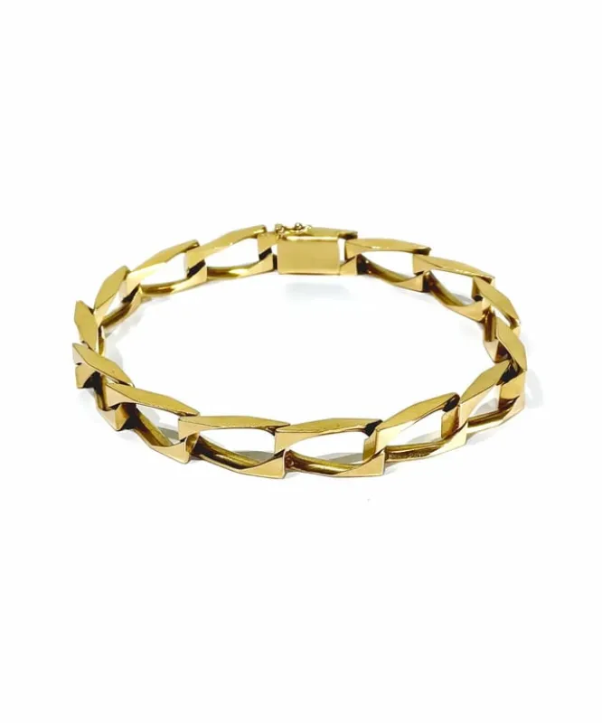 Gourmette homme en or rose 18 carats, maille cheval sold by 58 Facettes