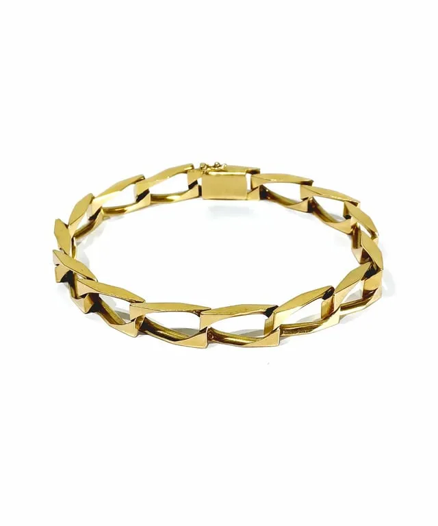 Gourmette homme en or rose 18 carats, maille cheval sold by 58 Facettes