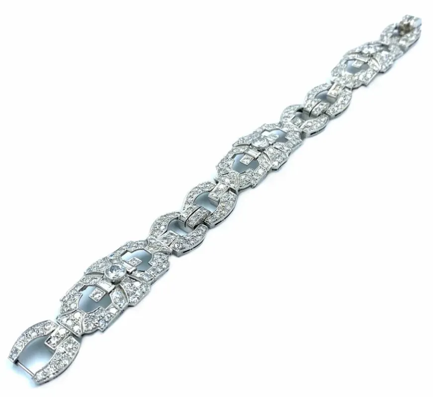 Bracelet Art déco géométrique en platine et diamants 8 ct sold by 58 Facettes