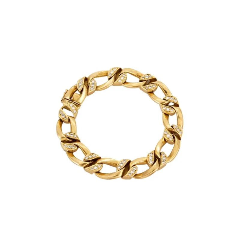 Bracelet gourmette en or jaune 18K avec diamants sold by 58 Facettes