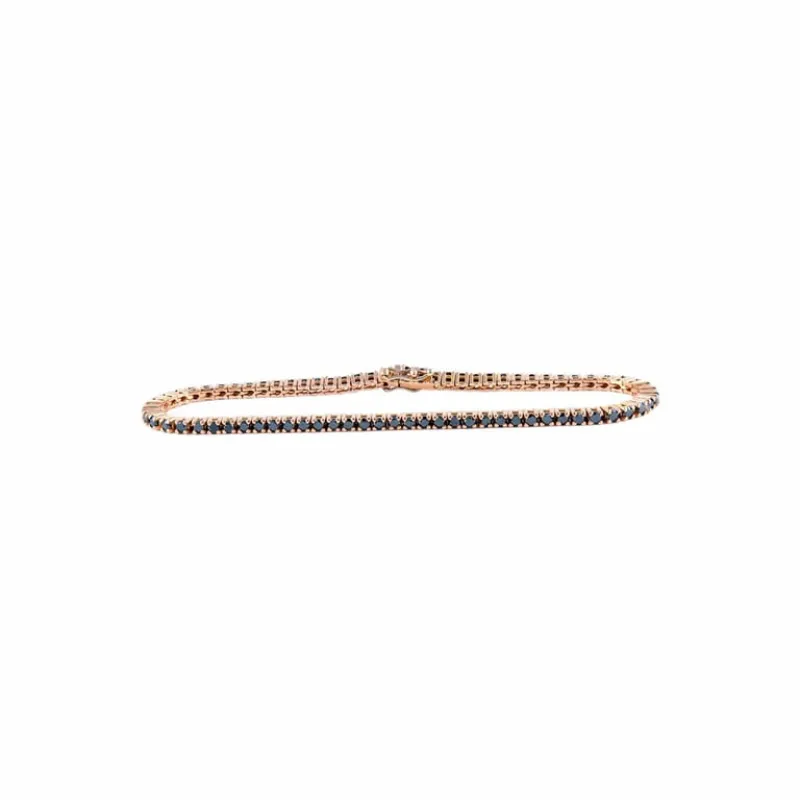 Bracelet tennis en or jaune 18k serti de diamants noirs sold by 58 Facettes