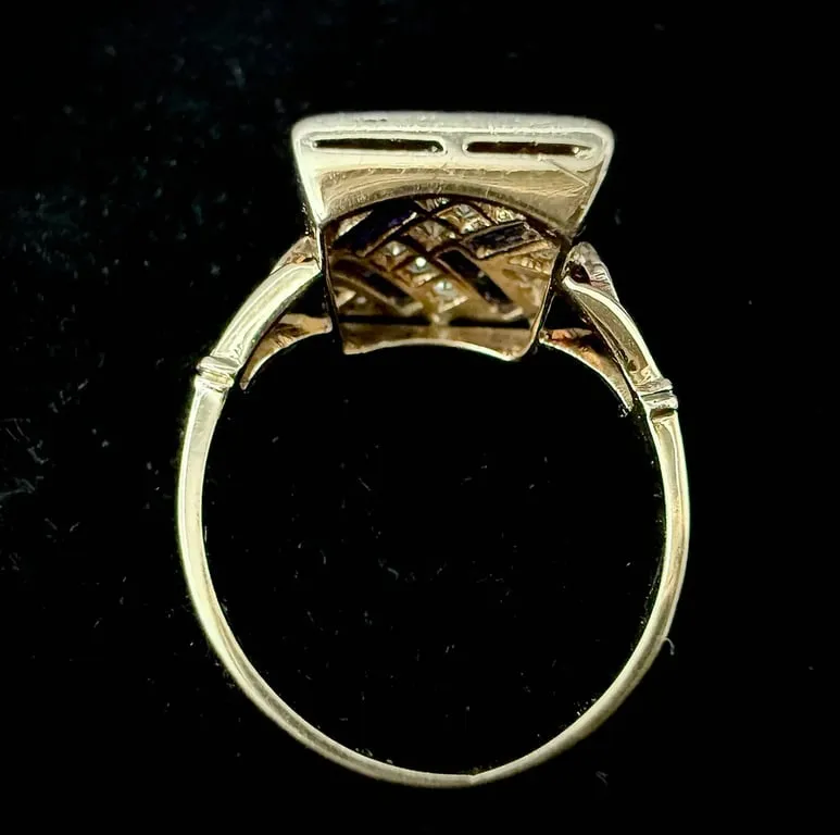 Bague Art déco en or jaune et blanc 18 carats, saphirs et diamants sold by 58 Facettes product image thumbnail 5