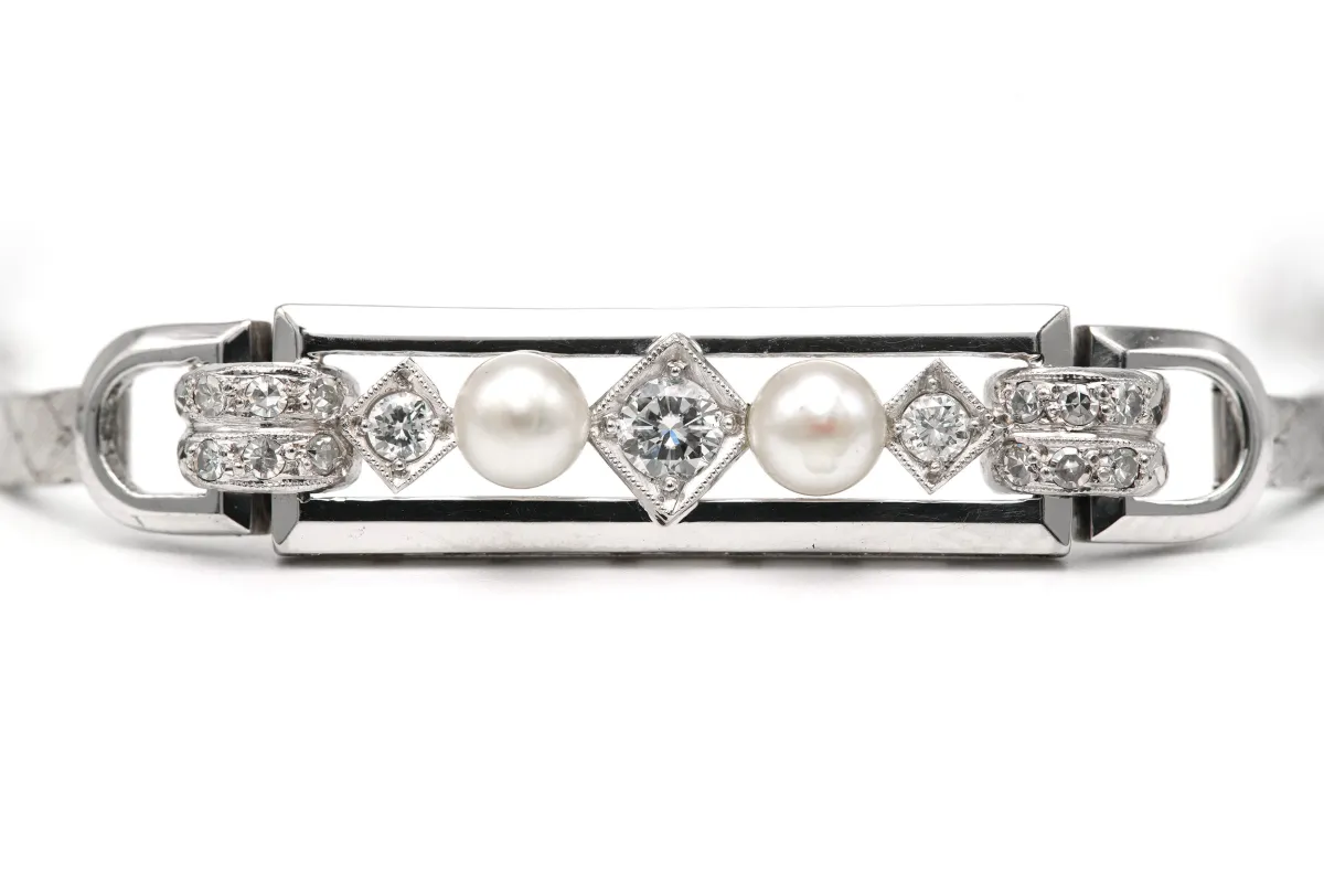 Bracelet Art Déco en or blanc 18k et diamants taille brillant 0,538 ct sold by 58 Facettes