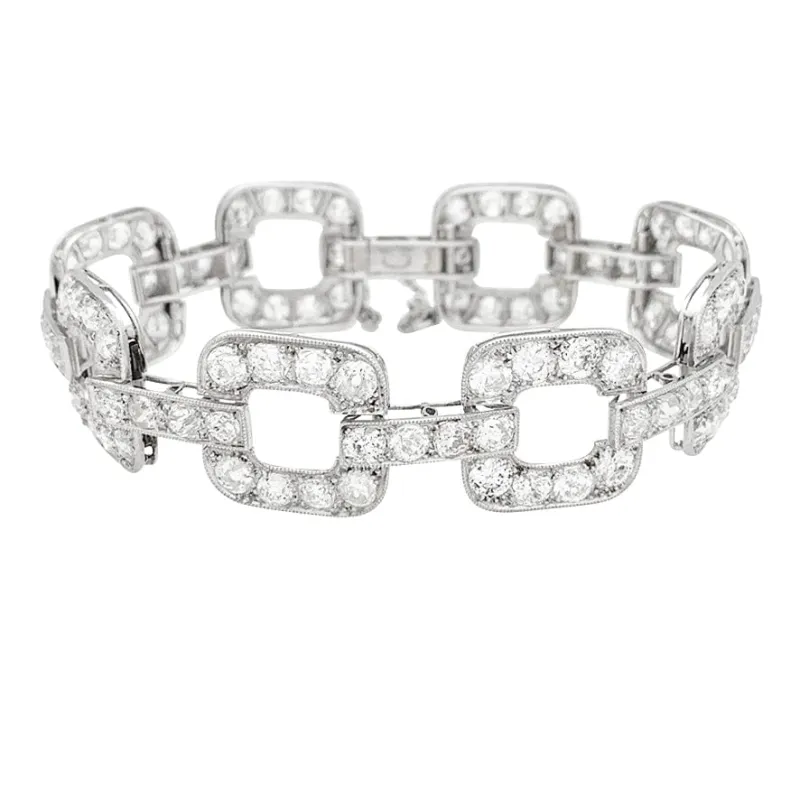 Bracelet ancien en platine 950 serti de diamants taille ancienne made by 58 Facettes