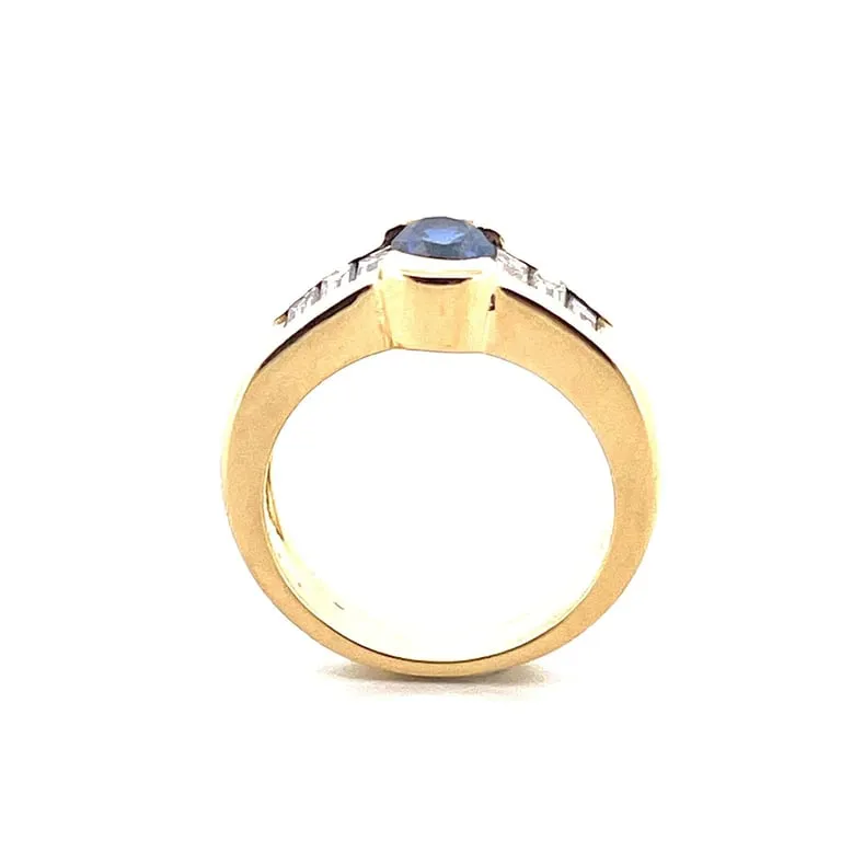 Bague solitaire en or jaune 18 carats, saphir et diamants sold by 58 Facettes product image thumbnail 5