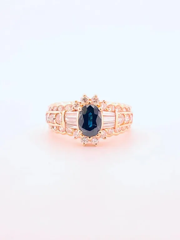 Bague en or jaune 18 carats avec saphir et diamants sold by 58 Facettes product image thumbnail 4